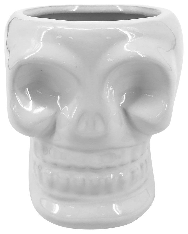 Ceramic 5" Skull Vase, White