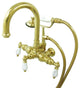 Polished Brass 3-3/8" Wall Mount Clawfoot Tub Filler with Hand Shower CC3015T2