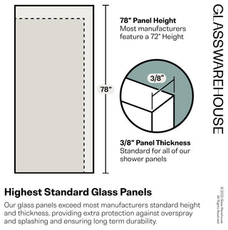 Umbra Frameless Wall Hinged Shower Door Towel Bar and Single Stationary Panel