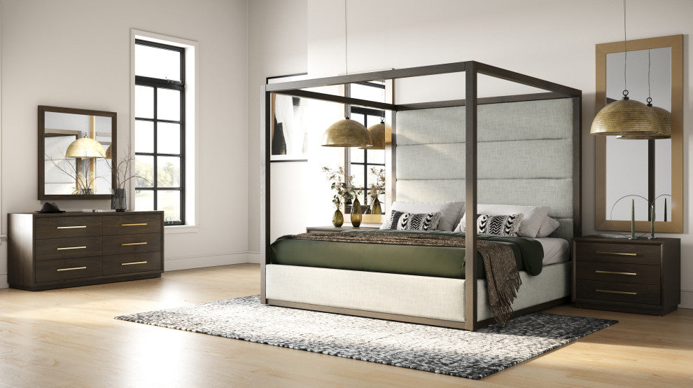 Modrest Manhattan Contemporary Canopy Cherry Bed, Queen