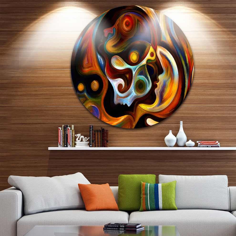Perspectives Of Inner Paint, Abstract Disc Metal Artwork, 11"