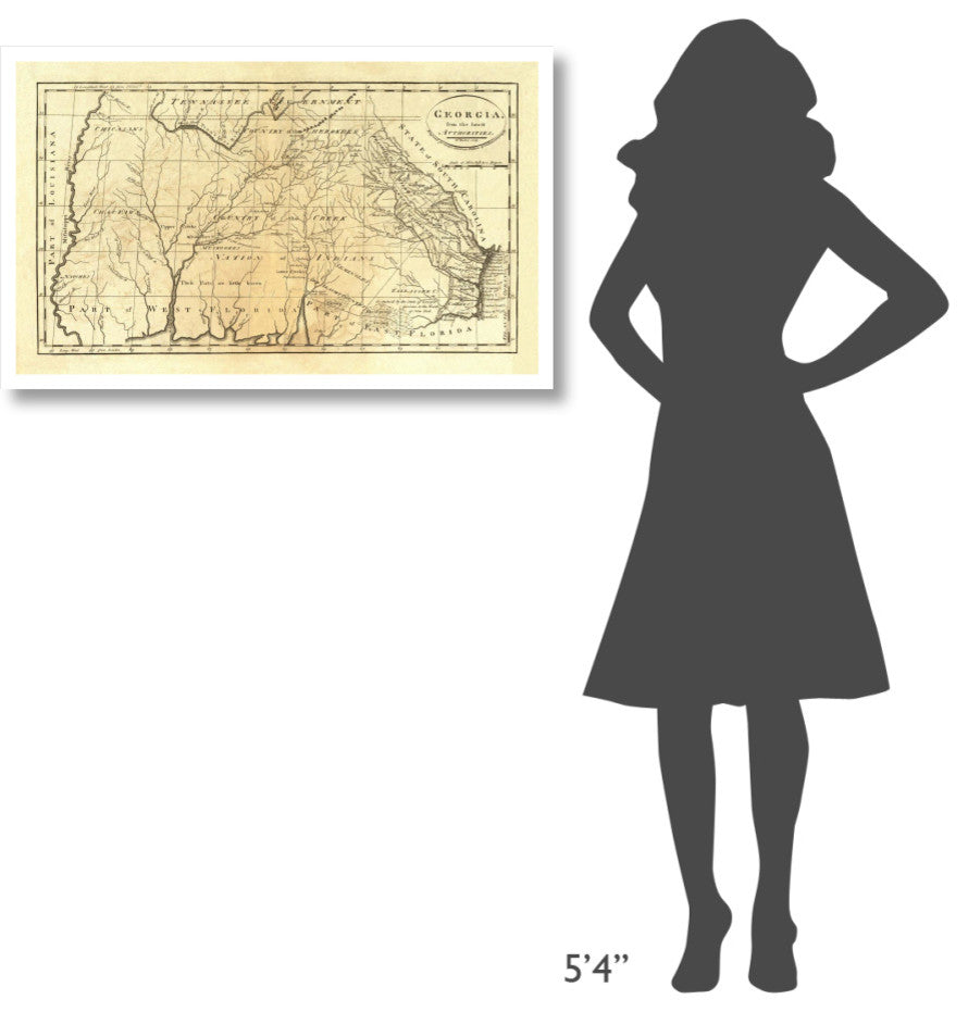 "State of Georgia, 1795" Digital Paper Print by Mathew Carey, 38"x24"