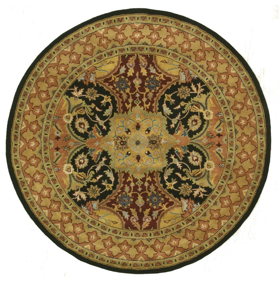 EORC Hand-tufted Wool Black Transitional Oriental Polonaise Rug, Round 6'x6'