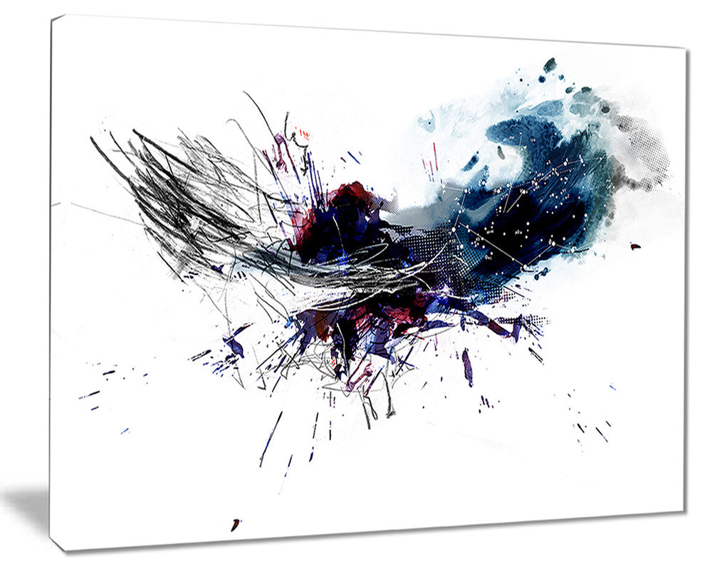 "Dark Blue Abstract Stain" Watercolor Canvas Print, 20"x12"