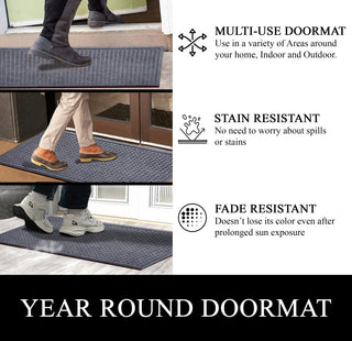A1HC Superior Absorbant Polypropylene Doormat, Dark Gray Waffle, 24"x36"