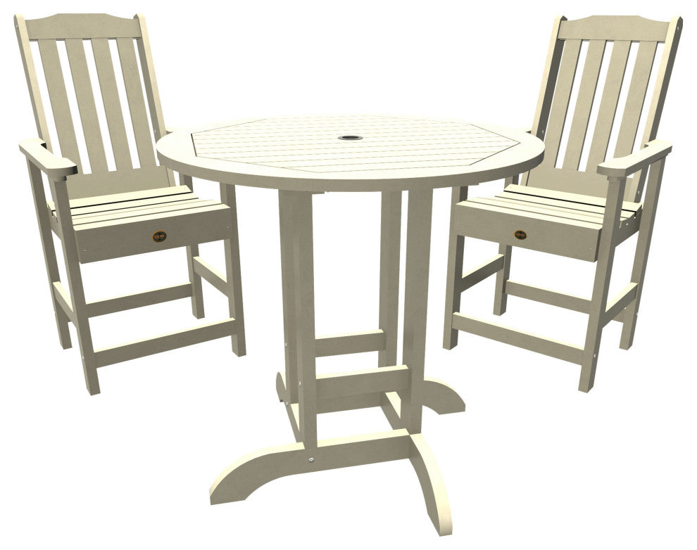 Springville 3-Piece Round Dining Set, Weathered Acorn, Whitewash