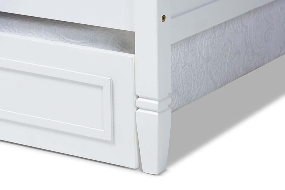 Brady Wood Twin Size Daybed, White and With Trundle