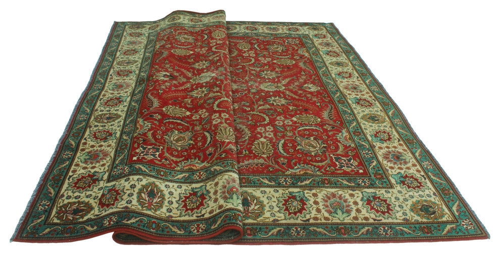 Fine Vintage Distressed Sayra Red/Beige Rug, 9'7x11'1