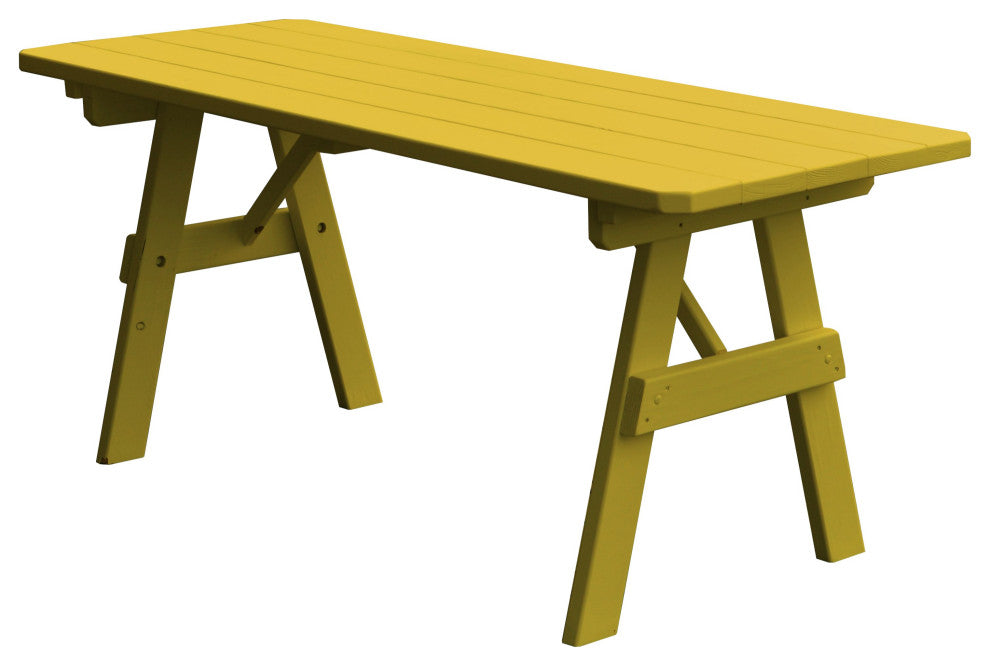Pine Traditional Table, Canary Yellow, 4 Foot