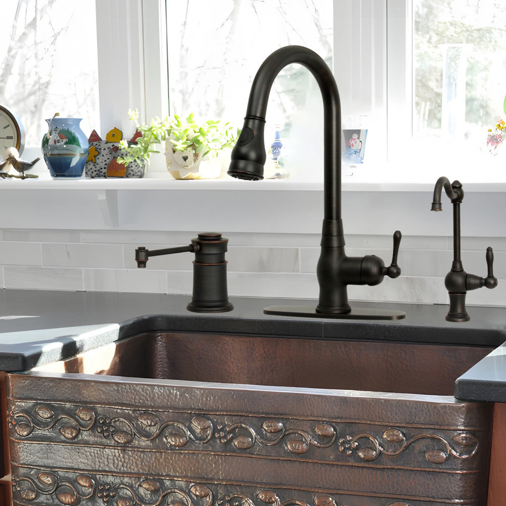 Built, Copper Soap Dispenser Refill from Top With 17oz Bottle, Oil Rubbed Bronze