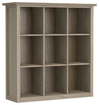 Artisan SOLID WOOD 9 Cube Bookcase and Storage Unit, Distressed Gray