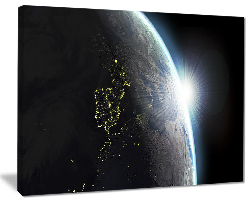 "Earth View With Day and Night Effect" Digital Art Canvas Print