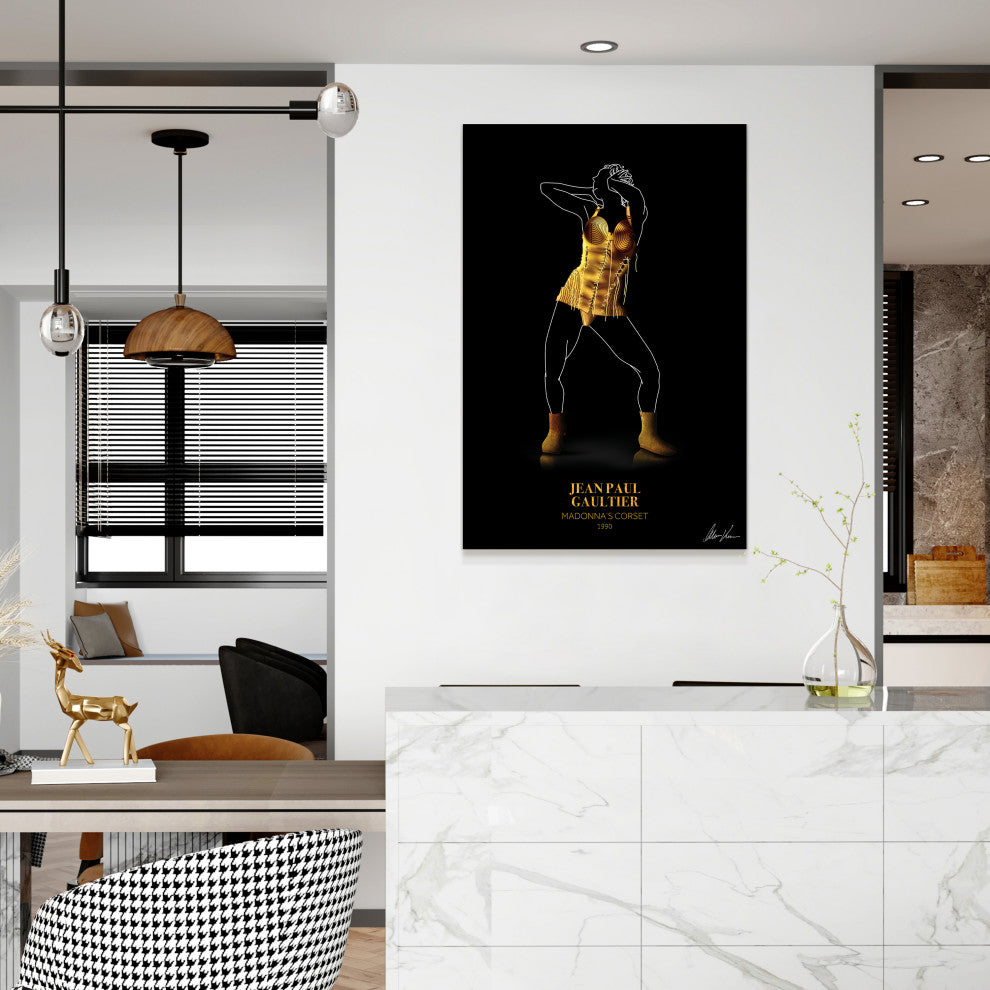"J Gold Fashion look" Frameless Free Floating Printed Tempered Glass Wall Art
