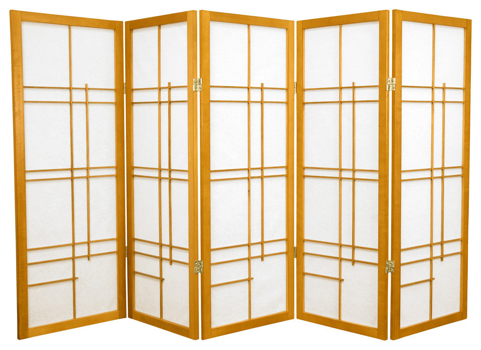 4' Tall Eudes Shoji Screen, Honey, 5 Panels