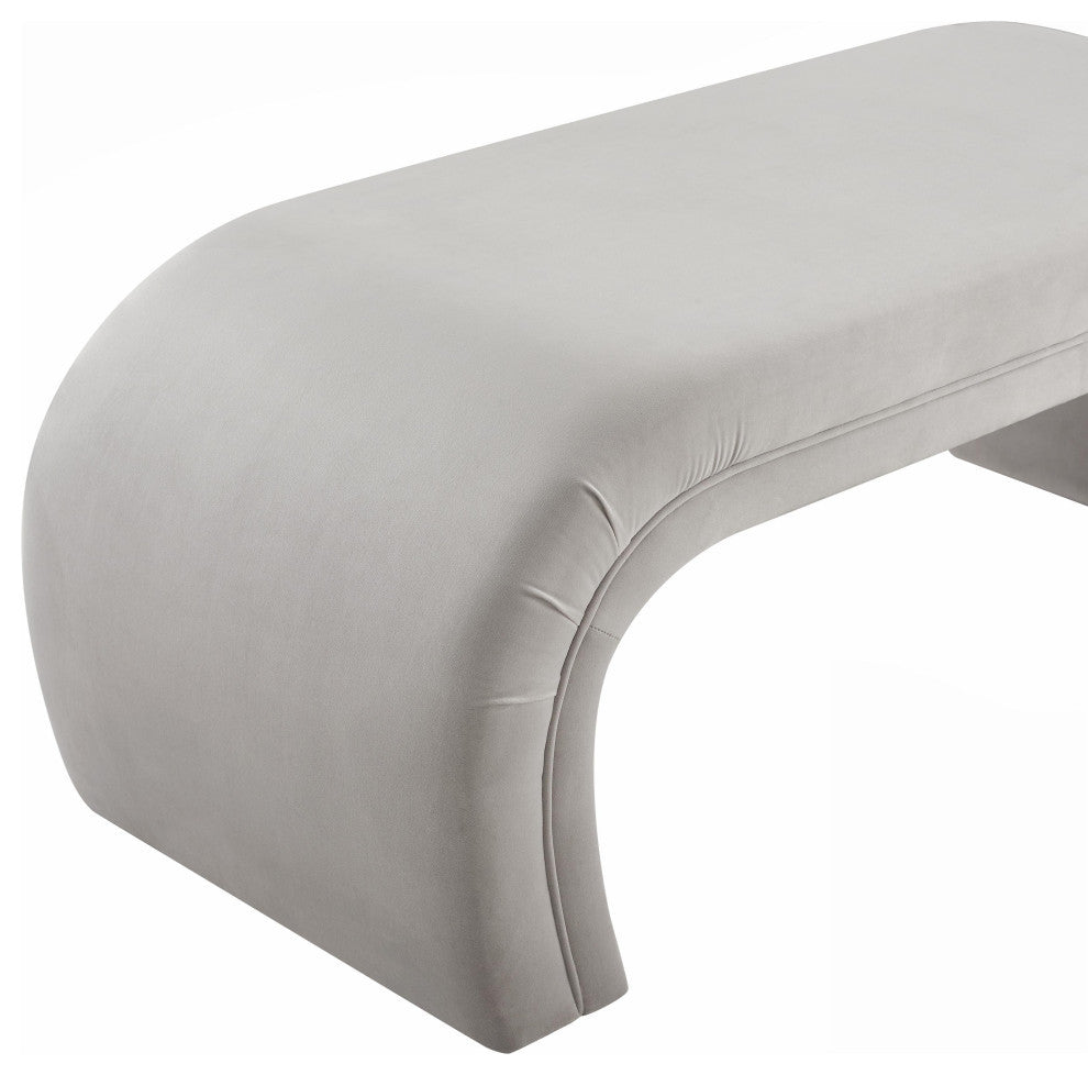 Kenya Light Grey Velvet Bench