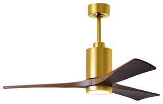 Patricia-3 3-Blade Ceiling Fan, LED Light Kit, Brushed Brass/Walnut Tone, 52