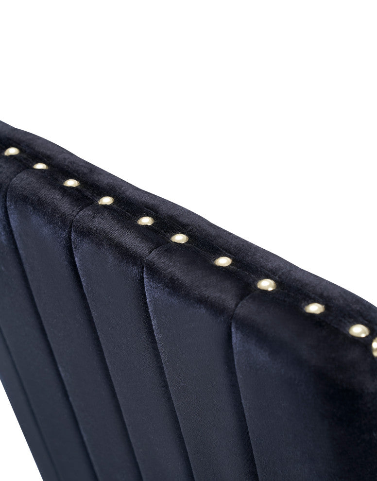 Modrest Keisha, Modern Black Velvet and Gold Dining Chair Set of 2