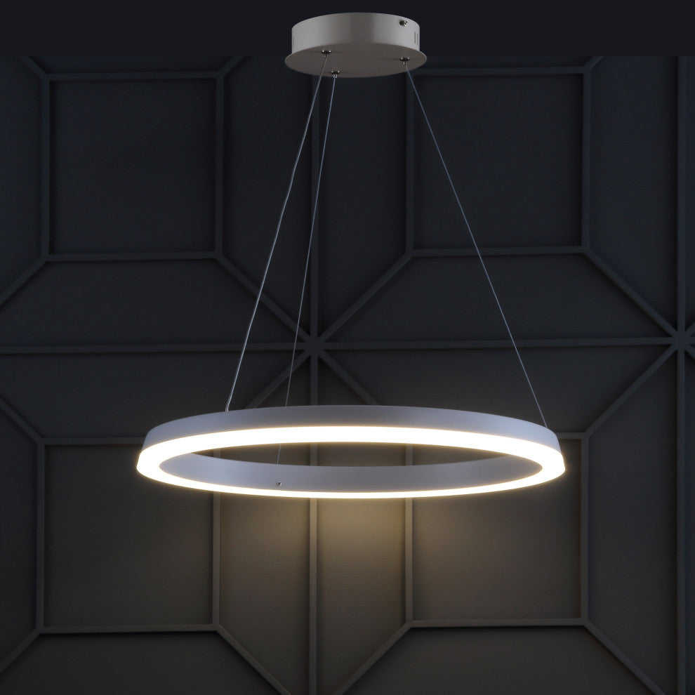 Baxter 1-Light Aluminum Integrated LED Hoop Pendant, Matte White