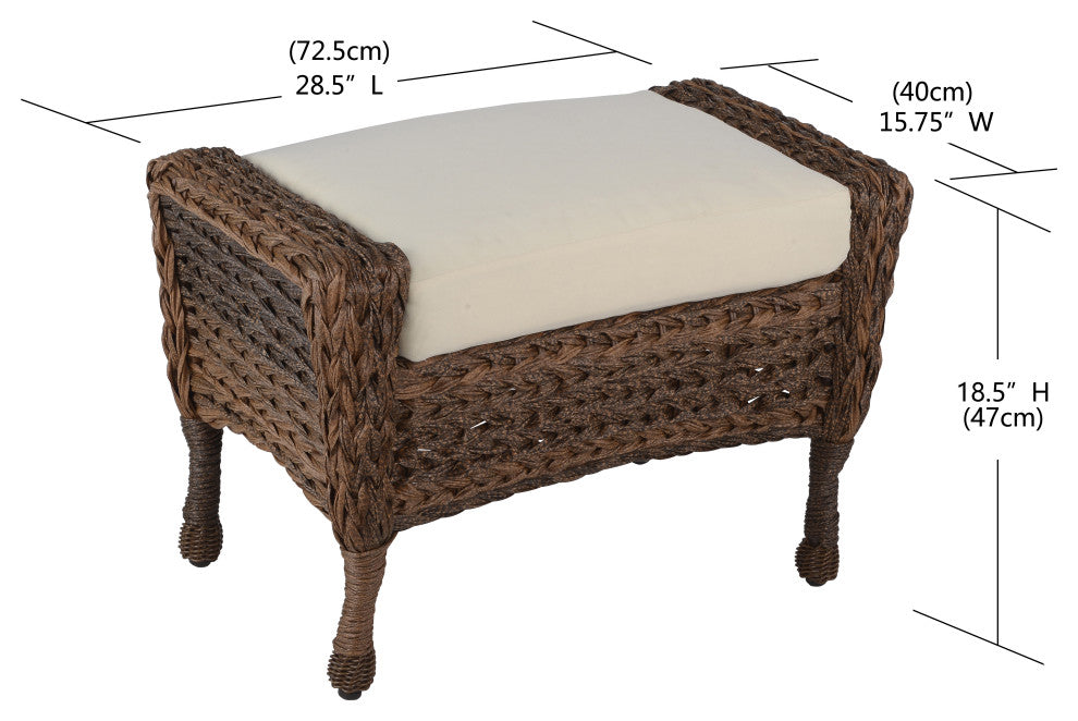 Outdoor Faux Sea Grass Garden Patio Chair And Ottoman