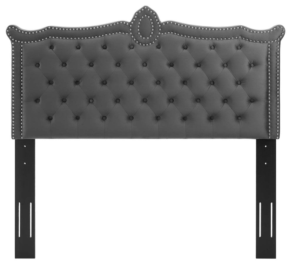 Louisa Tufted Performance Velvet King/California King Headboard, Charcoal