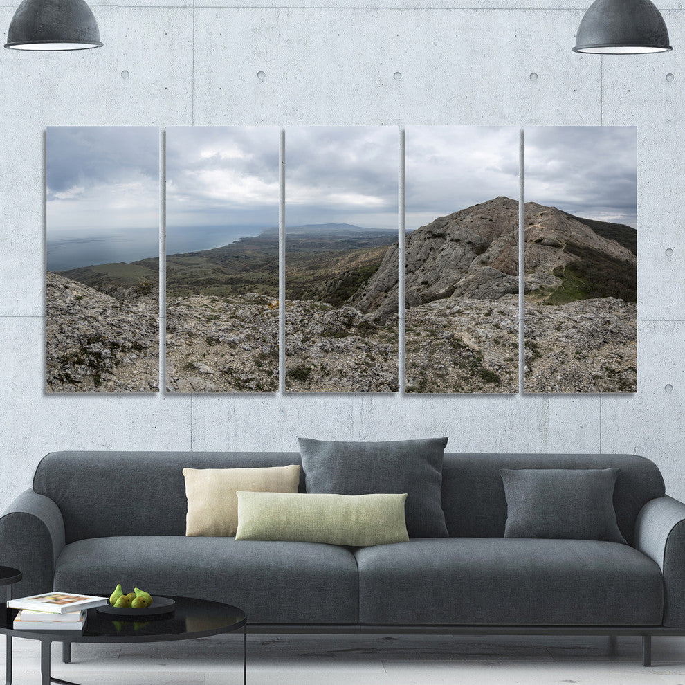 Rocky Mountain Peak Panorama, Landscape Canvas Art Print, 60"x28", 5 Panels