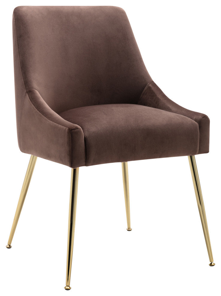 WestinTrends Upholstered Velvet Glam Accent Chair w/ Gold Metal Legs, Coffee