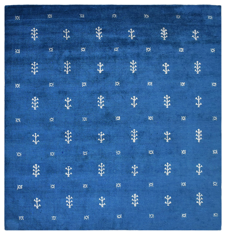 HAND KNOTTED LOOM SILK ECO-FRIENDLY AREA RUGS -10'x10',Square,Blue,Contemporary