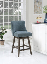 Granville 26" Swivel Counter Stool  in Navy Fabric with Gray Legs