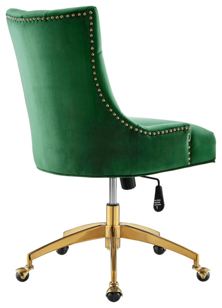 Regent Tufted Performance Velvet Office Chair Gold Emerald