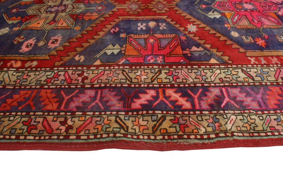 Fine Vintage Distressed Graciela Navy/Burgundy Runner, 4'8x9'11