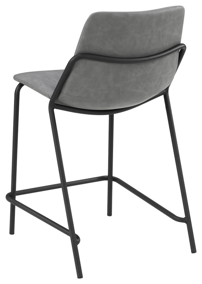 Set of 2 Counter Height Stool, Gray and Black