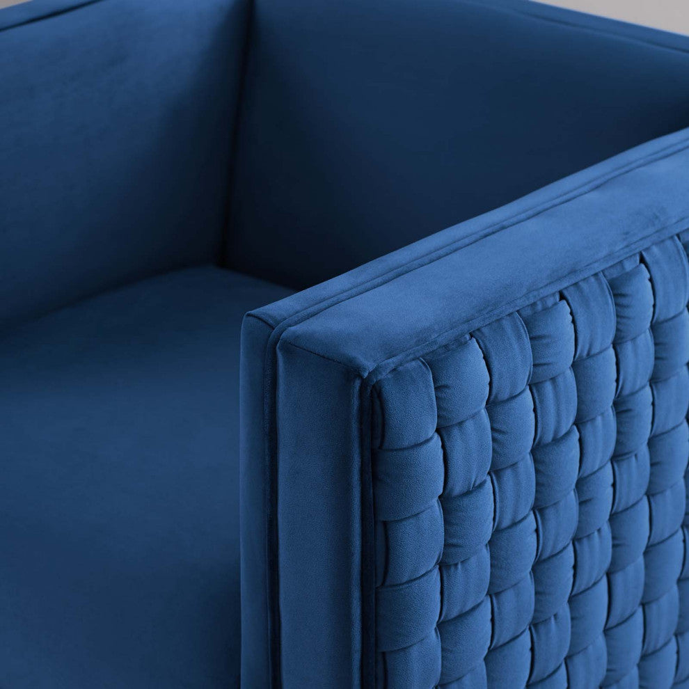 Armchair Accent Chair, Velvet, Blue Navy, Modern, Living Lounge Hospitality