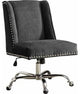 Unique Office Chair, Cushioned Seat & Nailhead Trim Accents, Charcoal Fabric