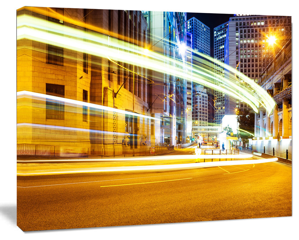 Blur Motion Traffic Trail in Modern City, Canvas Art Print, 20"x12"