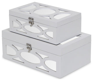 Mirrored Bubbly Champagne Boxes, Set of 2, Champagne, White