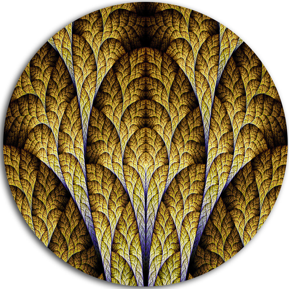 Unique Orange Fractal Design Pattern, Abstract Disc Metal Wall Art, 23"