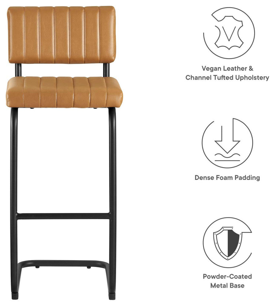 Parity Vegan Leather Bar Stools, Set of 2, Black Tan
