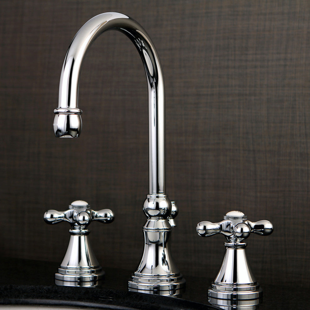 Kingston Brass Widespread Bathroom Faucet With Brass Pop-Up, Polished Chrome