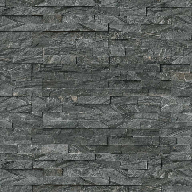 Glacial Black 6x24 Ledger Panel Split Face, 50 Sq. ft., 6"x24"