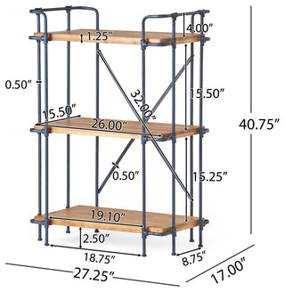 Brooklyn Industrial 3 Shelf Firwood Bookcase