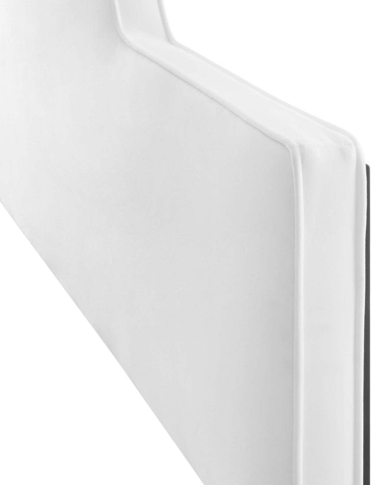 Headboard, King Size, Velvet, White, Modern Contemporary, Bedroom Master Suite