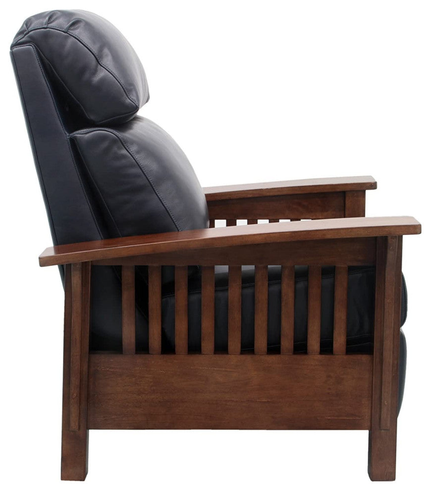 Barcalounger Mission 7-3323 Craftsman All Leather Manual Recliner, Shoreham Blue