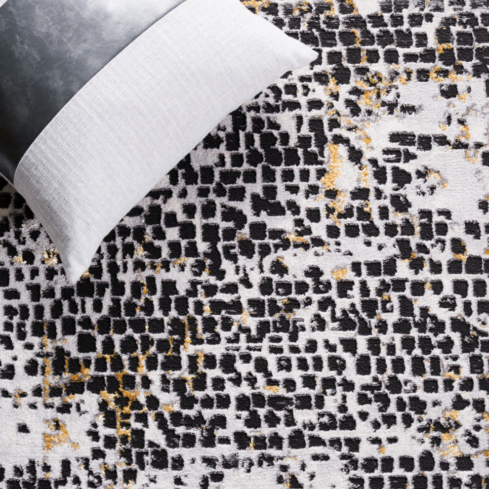Safavieh Amelia Collection, ALA254 Rug, Charcoal/Gold, 4'5"x6'5"
