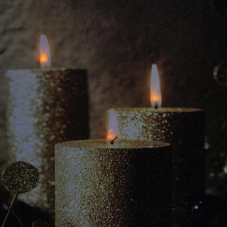 LED Lighted Shimmering Gold Glittered Candles Christmas Canvas Wall Art