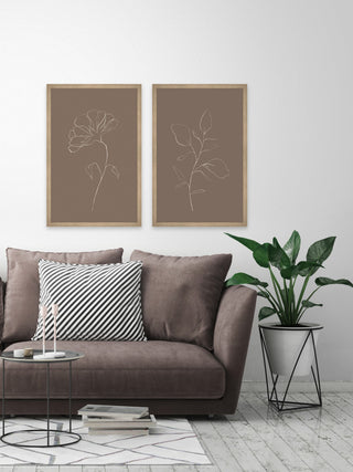 Leaves and Flower Diptych, 2-Piece Set, 24x36 Panels