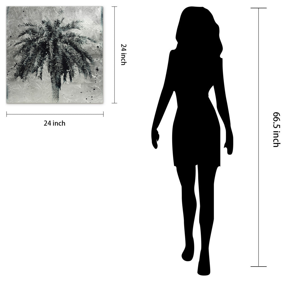 Palm Tree Wall Art Reverse Printed on Tempered Glass With Silver Leaf
