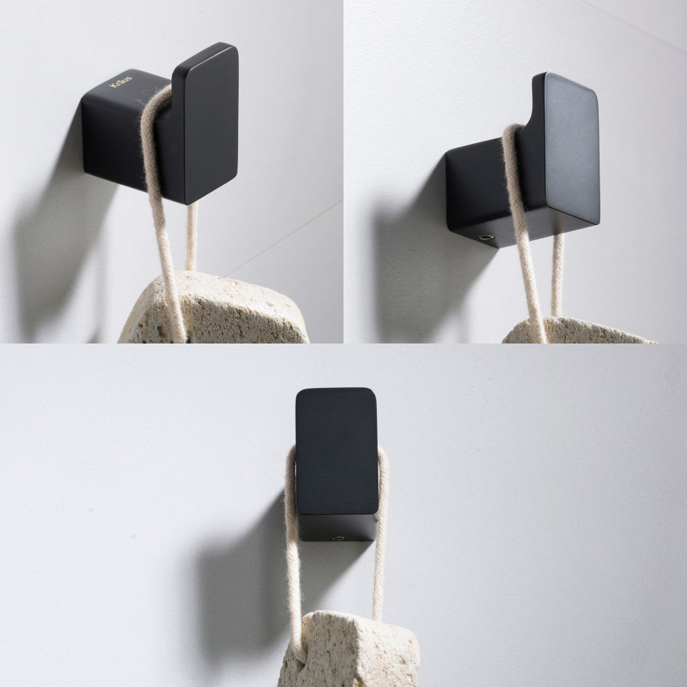 Stelios Bathroom Robe and Towel Hook, Matte Black