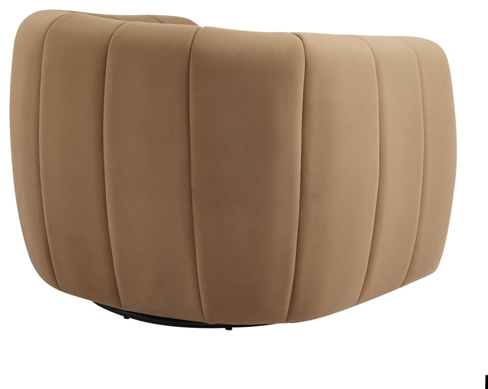 GDF Studio 360Â° Modern Swivel Club Chair, Metal Base, Velvet/Camel