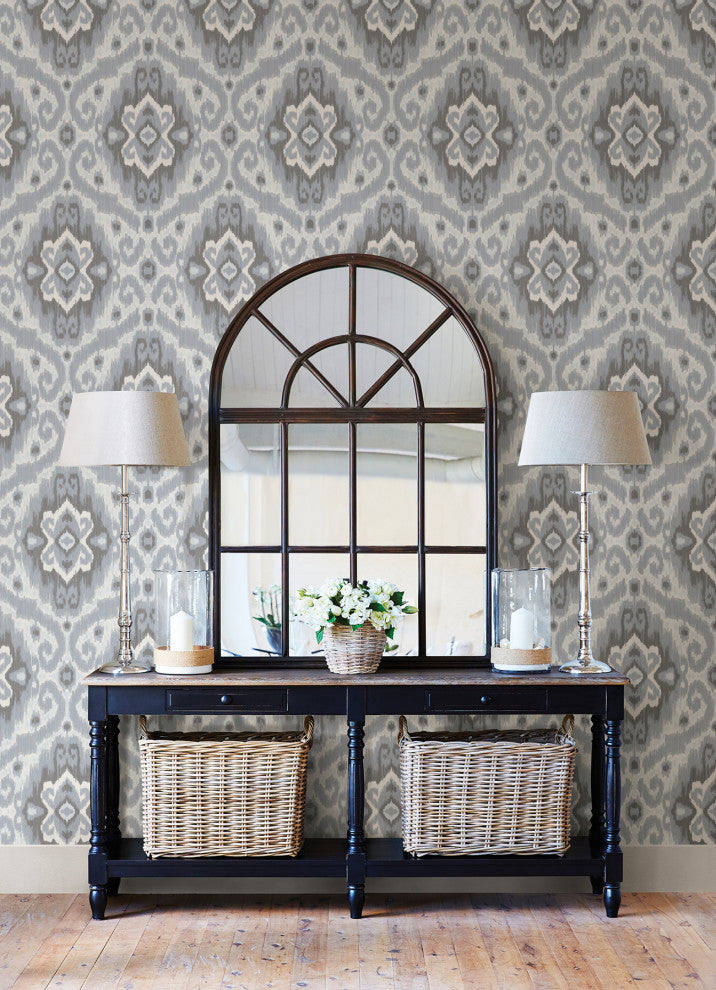 Grey Bohemian Ikat Peel & Stick Wallpaper