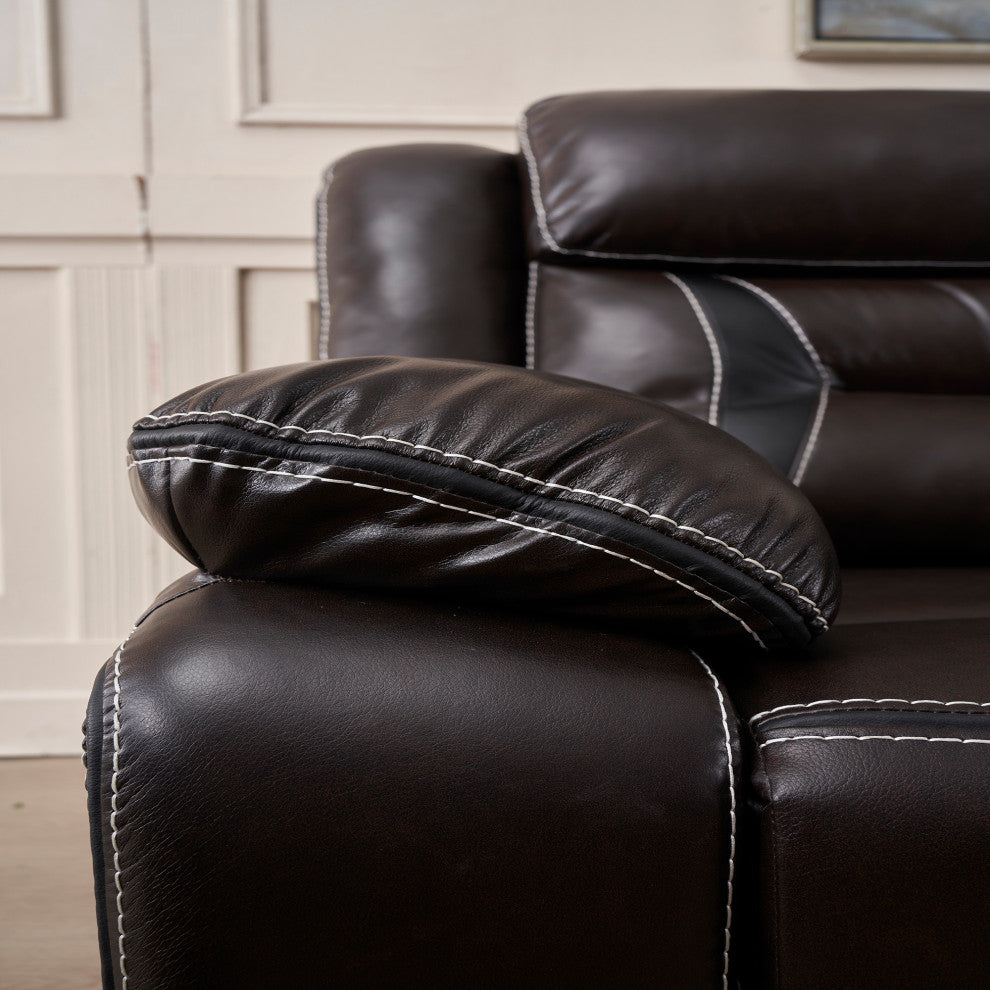 73" Faux Leather Top Arm Reclining Upholstered Loveseat Sofa